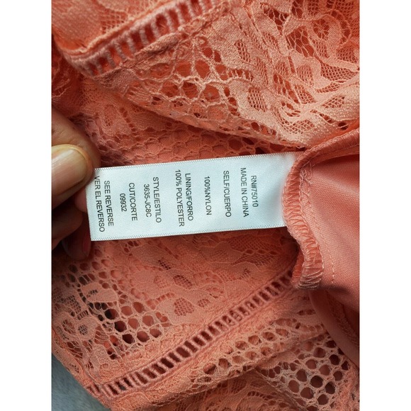 Jodi Kristopher Fit & Flare Dress Womens Size 5 Pink Lace Floral Nylon Back‎ Zip - Picture 5 of 9